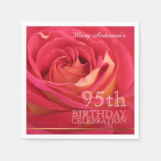 Rose 95th Birthday Celebration Paper Napkin 2 (Front)