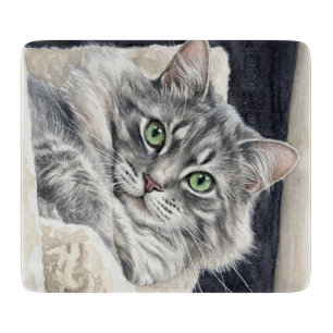 Rose a Cat with Striking Green Eyes Cutting Board