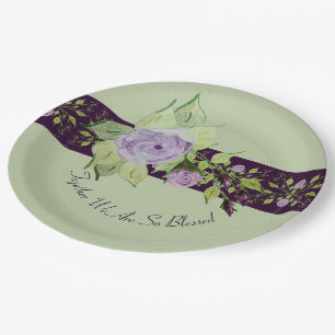 Rose Accented With Purple And Mauve Paper Plates