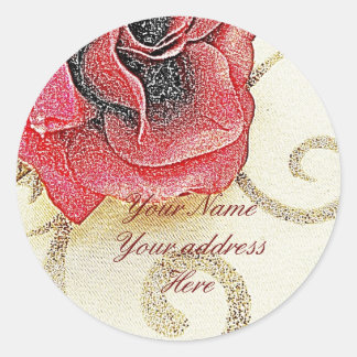 Rose Address Lables Classic Round Sticker