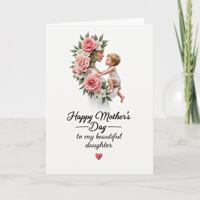 Rose Adorned Mother And Child Card (Front)