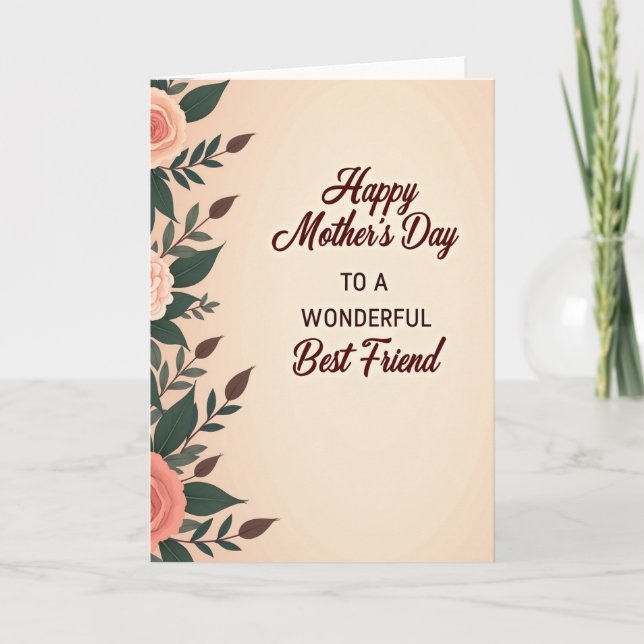 Rose Adorned Mothers Day Wish Card (Front)