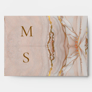 Rose Alcohol Ink Gold Elegant Monogram Envelope