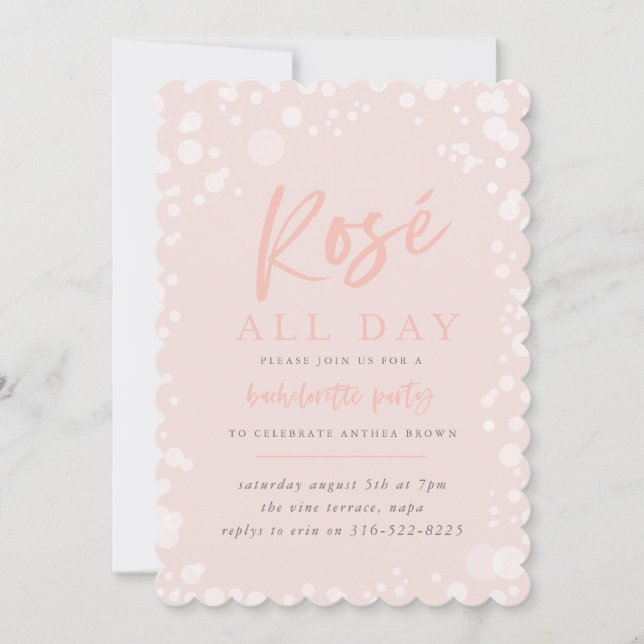Rosé all day bachelorette party invitation (Front)