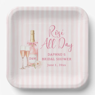 Rosé All Day Champagne Bridal Shower Paper Plates