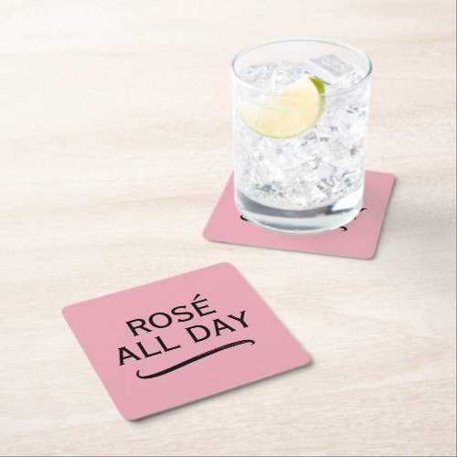 Rosé all day elegant drink coasters with quote