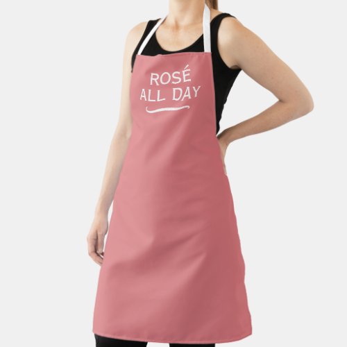 Rosé all day elegant pink kitchen apron for women