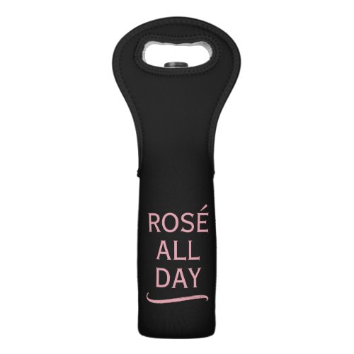Rosé all day elegant wine bottle tote bag