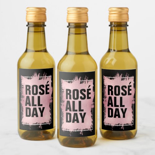 ROS ALL DAY Faux Foil on Black Mini Wine Label