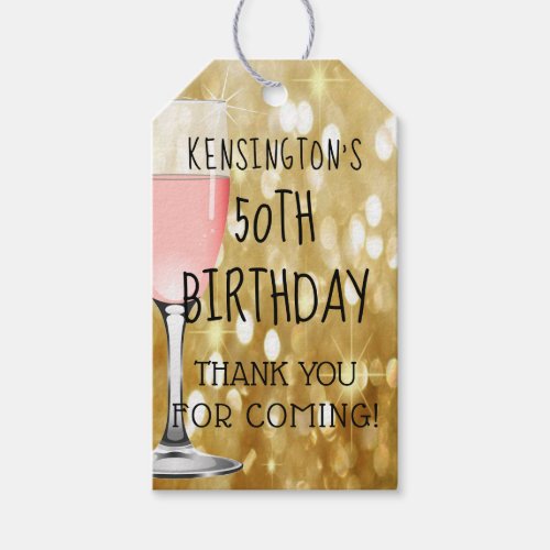 Ros All Day Gold Sparkle Birthday Party Gift Tags