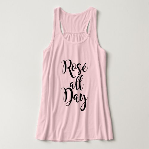 Rosé All Day Modern Black Script Pink Womens Tank Top