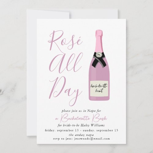 Rose All Day Napa Winery Bachelorette Invitation
