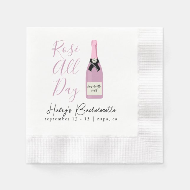 Rose All Day Napa Winery Bachelorette Napkins (Front)