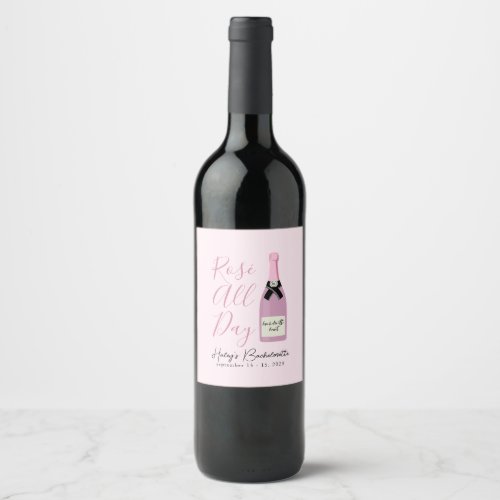 Rose All Day Napa Winery Bachelorette Wine Label