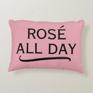 Rosé all day stylish black and pink trendy decor accent pillow