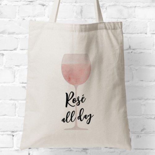 Ros All Day Tall Wine Glass Tote Bag