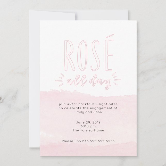 Rose All Day Watercolor Cocktail Party Invitation (Front)