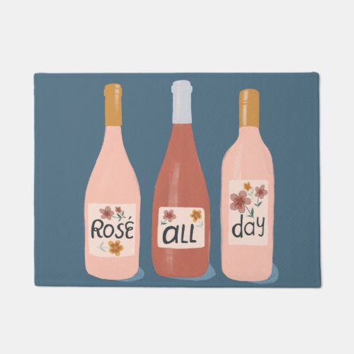 Rose All Day Wine Lovers Art Doormat