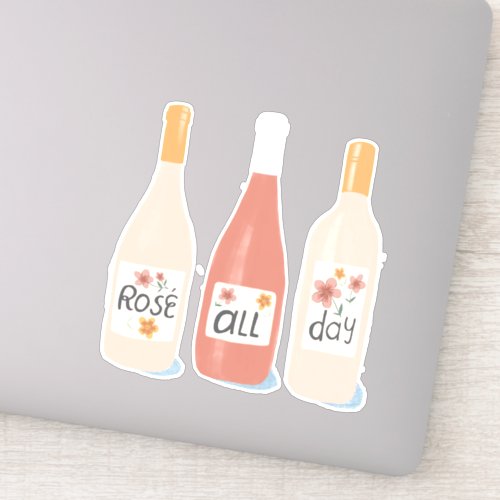 Rose All Day Wine Lovers Illustration Art Sticker