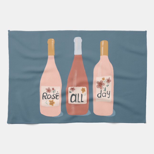Rose ALL day wine lovers Kitchen Towel (Horizontal)