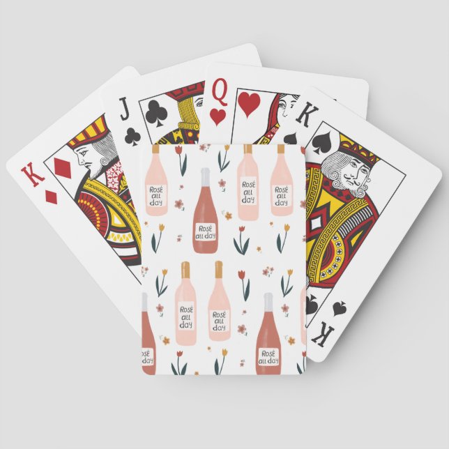 Rose All Day Wine Lovers on white Poker Cards (Back)