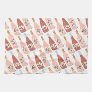 Rose ALL day wine lovers pattern Kitchen Towel