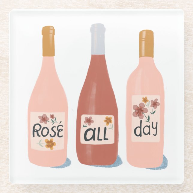 Rose all Day wine lovers wine coaster (Front)