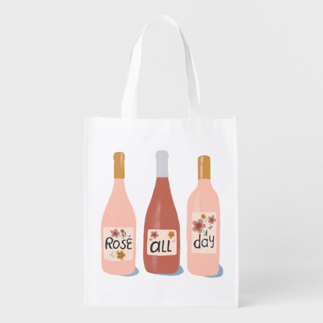 Rose all Day wine lovers wine tote bag (Front)