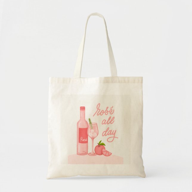 Rose All Day Wine Tote Bag (Front)