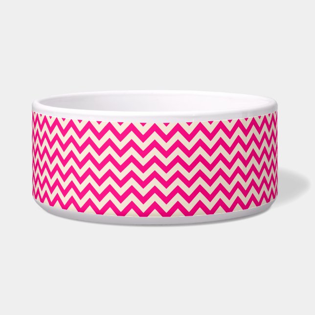 Rose and Antique White Chevron Bowl (Front)
