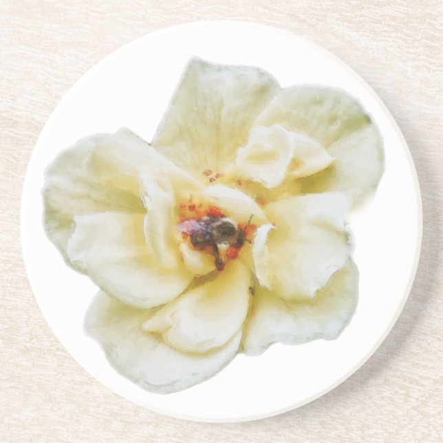Rose and Bee Drink Coaster (Front)