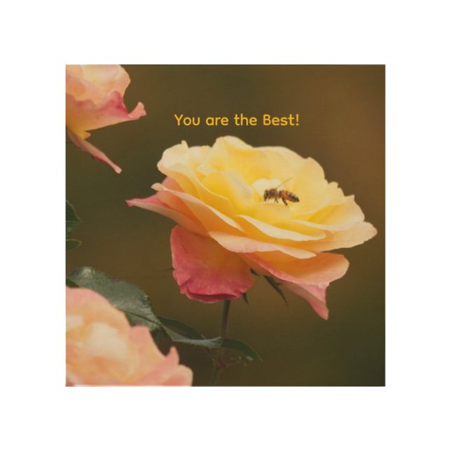 Rose and Bee Tote Wood Wall Art (Front)