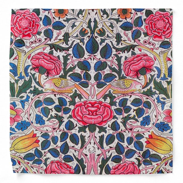 Rose and Bird, William Morris Bandana (Front)