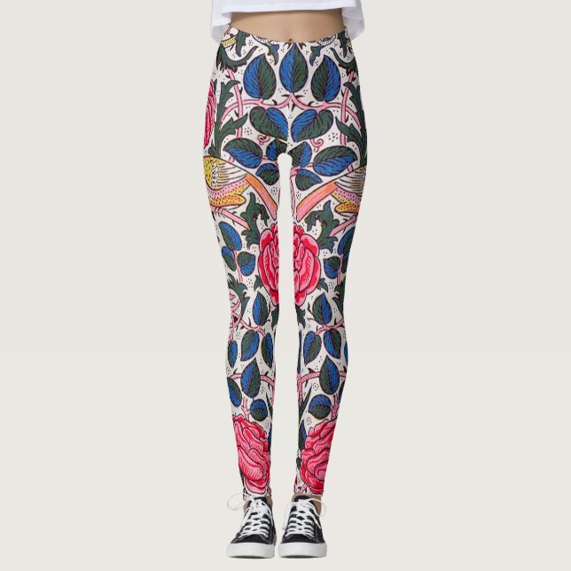 Rose and Bird, William Morris Leggings (Front)