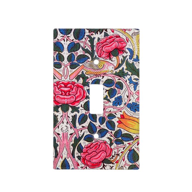 Rose and Bird, William Morris Light Switch Cover (Front)