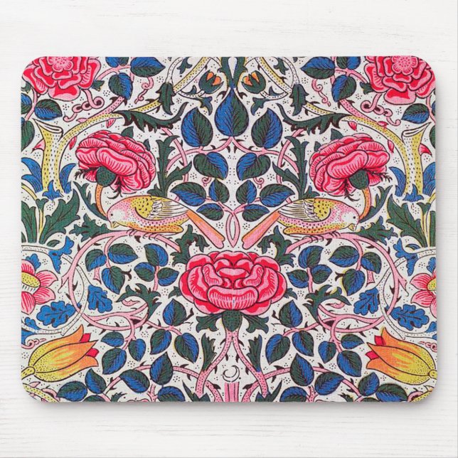 Rose and Bird, William Morris Mouse Pad (Front)