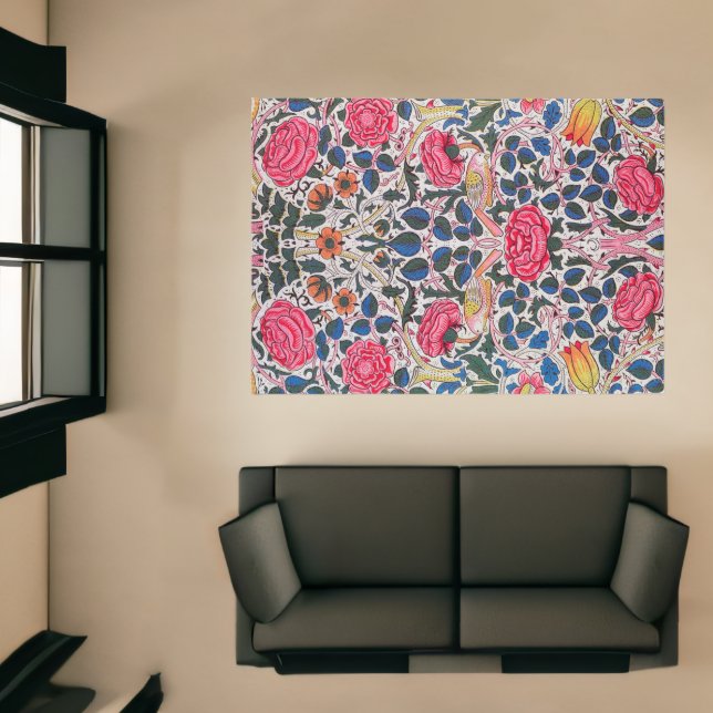 Rose and Bird, William Morris Rug (Insitu (Indoor 1))