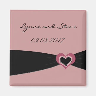 Rose and Black Ribbon Save the Date Magnet
