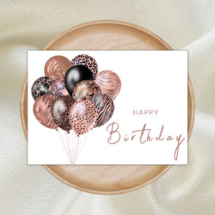 Rose and Black Safari Balloons Happy Birthday Card