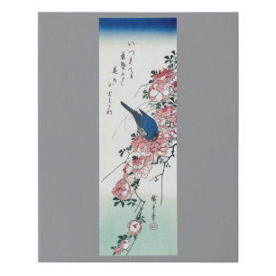 Rose and Blue Bird, Hiroshige, Ukiyo-e Faux Canvas Print