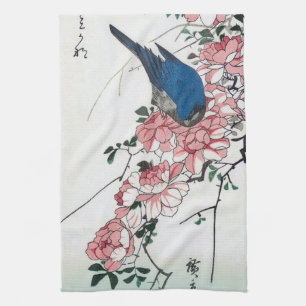 Rose and Blue Bird, Hiroshige, Ukiyo-e Kitchen Towel