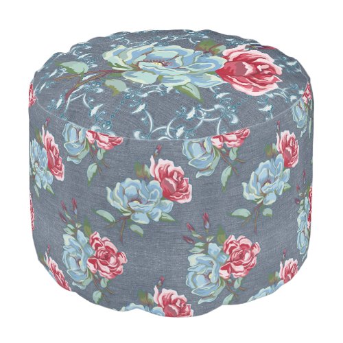 Rose and Blue Jeans Pouf