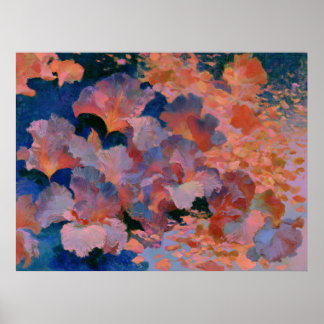 Rose and Brass Floral Impressionist Oil Painting Poster