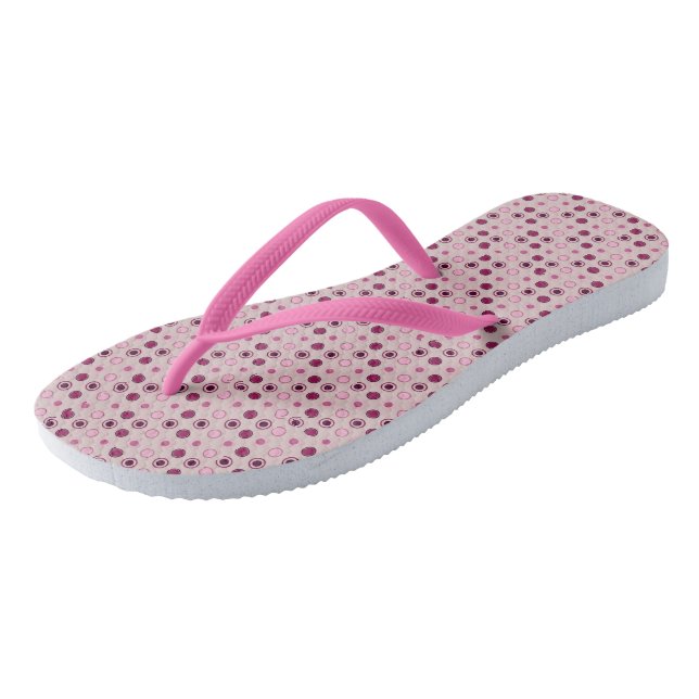 Rose and Burgundy Dots Flip Flops (Angled)