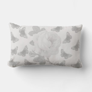 Rose and Butterflies Lumbar Pillow