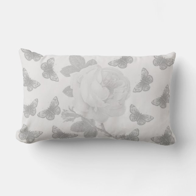 Rose and Butterflies Lumbar Pillow (Front)