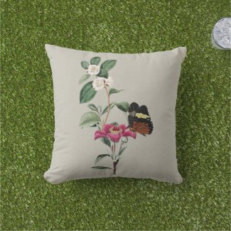 Rose and Butterfly Botanica Outdoor Pillow