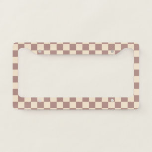 Rose and Champagne Checkerboard License Plate Frame