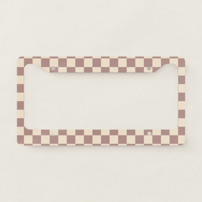 Rose and Champagne Checkerboard License Plate Frame (Front)