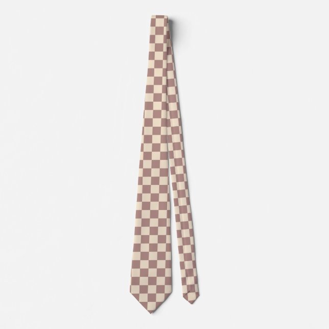 Rose and Champagne Checkerboard Neck Tie (Front)